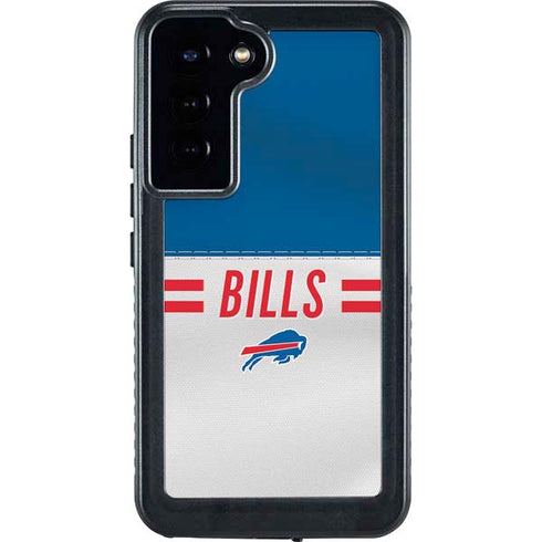 NFL Buffalo Bills White Striped Galaxy S24 Plus Waterproof Case
